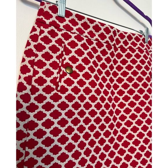 Loft Preppy Chic Red White Geometric Print A-Line Mini Skirt, Lined,  Size 4 - Picture 3 of 15